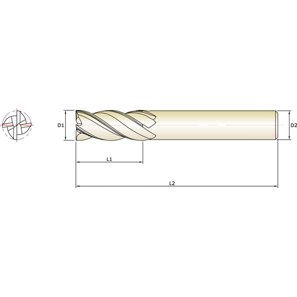 New Century / 4枚刃 / 超硬防振エンドミル / エキストラロング刃長(5D