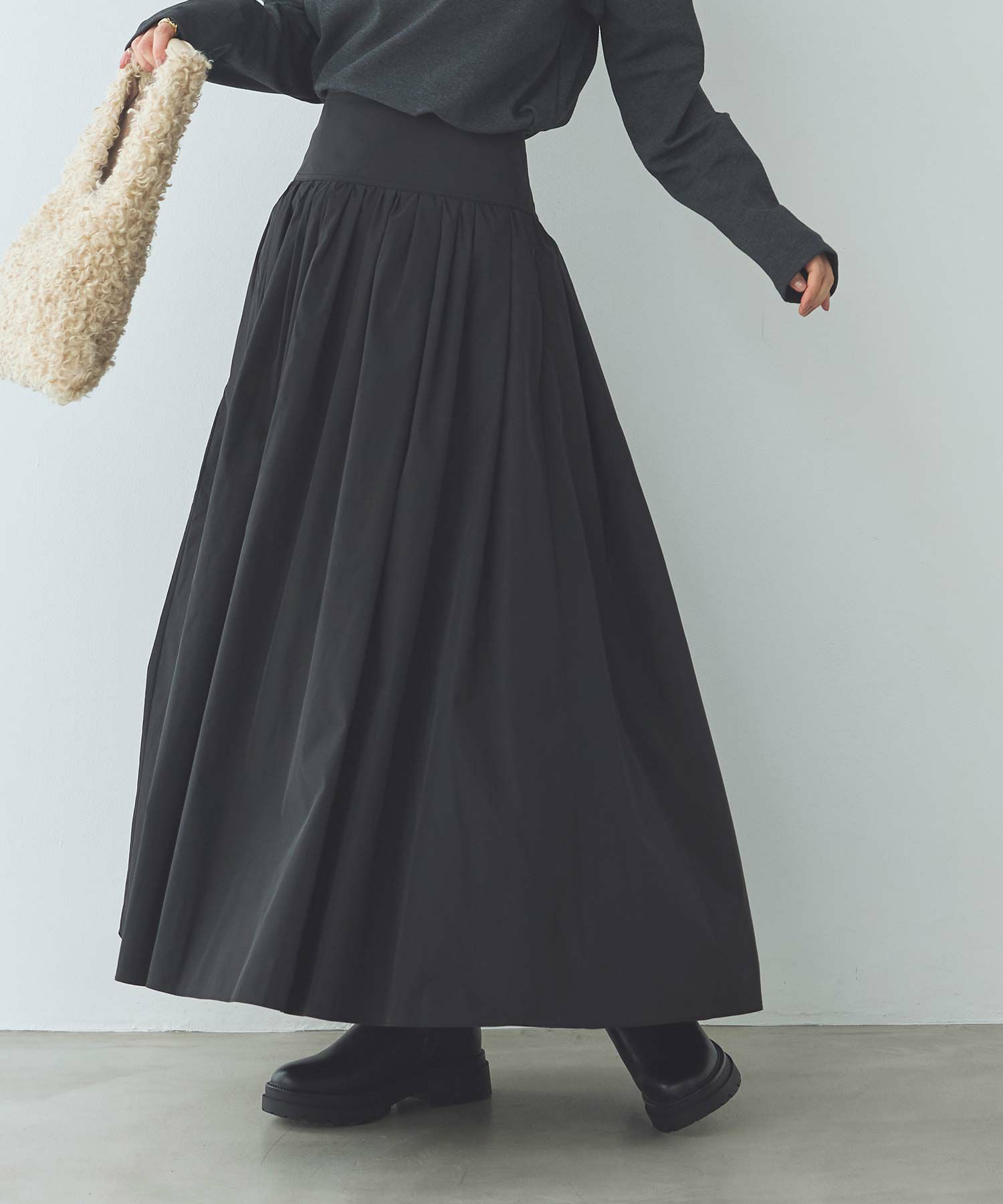 Gready Brilliants.タフタヨークダブルギャザースカート | SEKIMIKI Online