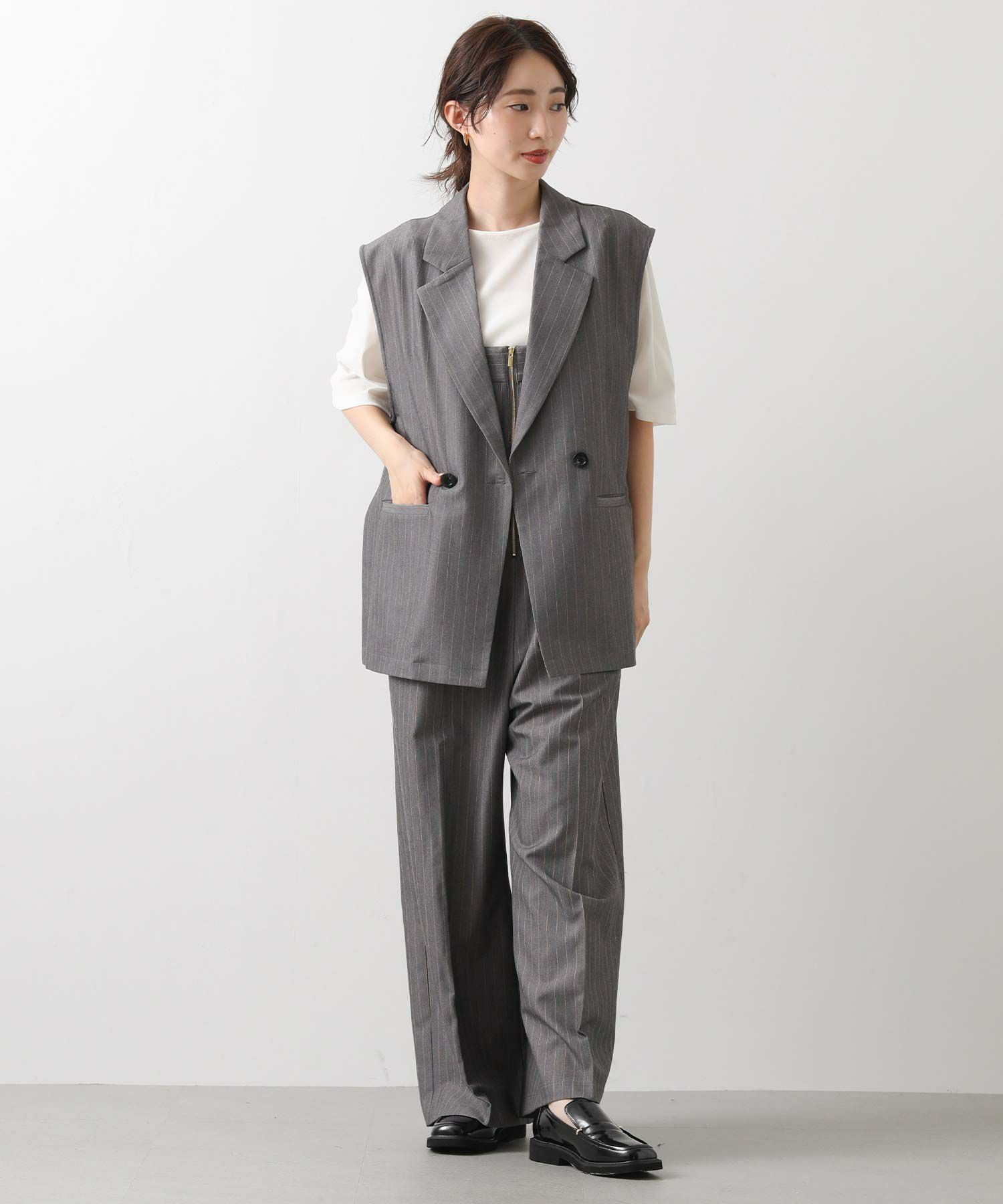 Gready Brilliants.ピンストライプテーラーベスト | SEKIMIKI Online