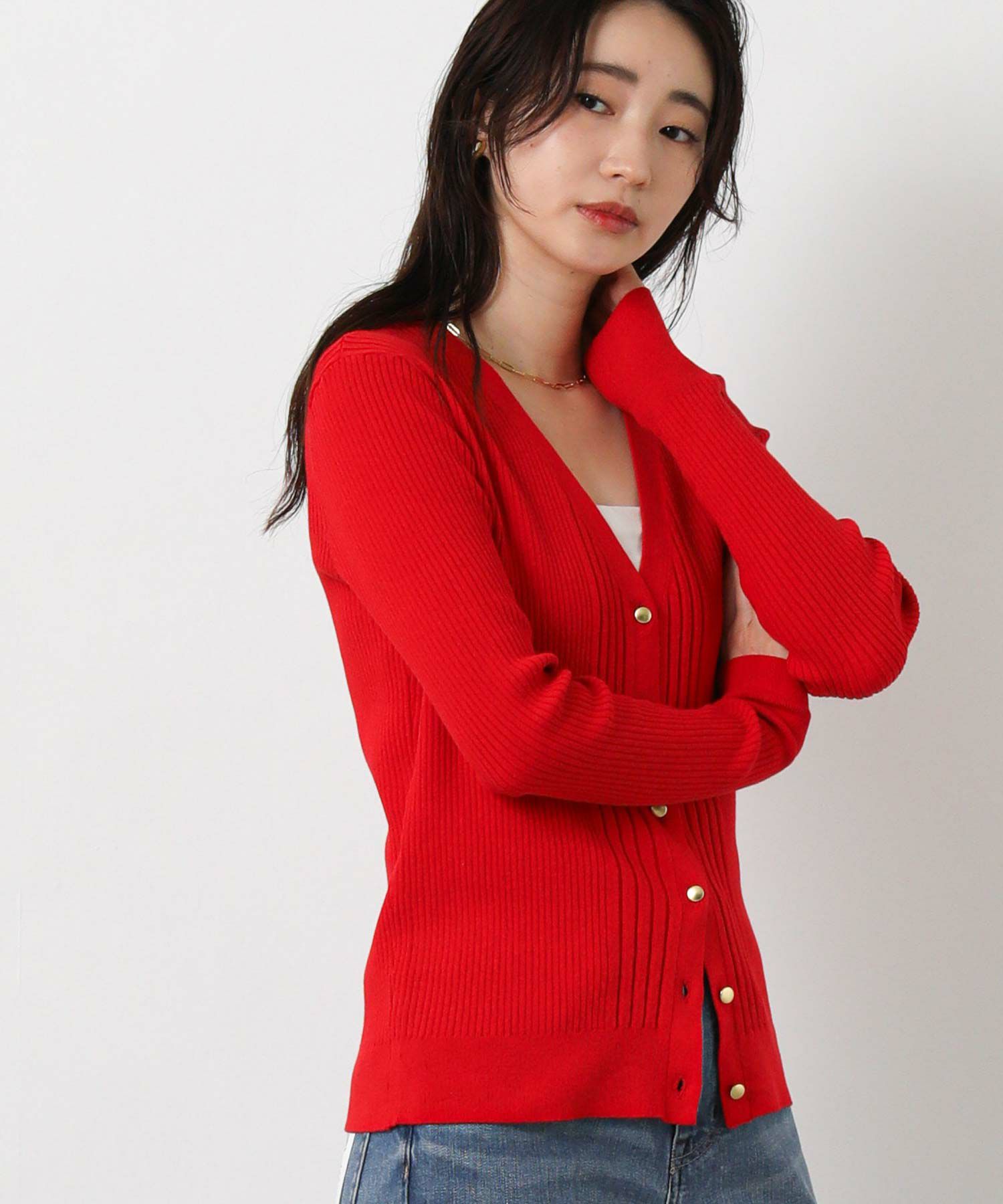 Gready BrilliantリブVネックカーディガン | SEKIMIKI Online