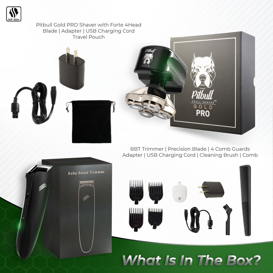 Pitbull Gold PRO + Baby Beast Trimmer combo | Shave & Trim – Skull