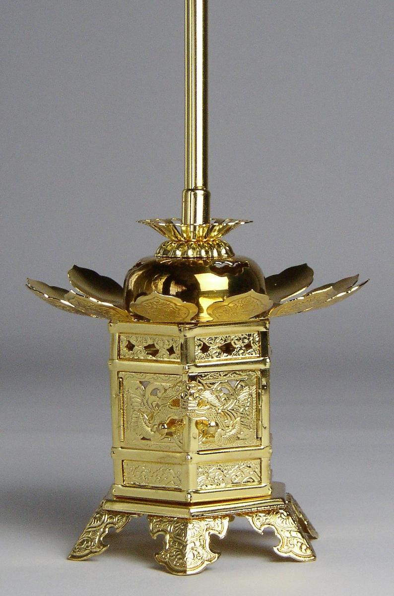 楽天市場】六角型吊 灯篭 1.5号真鍮製本金メッキ仕上(対入)(LED電装