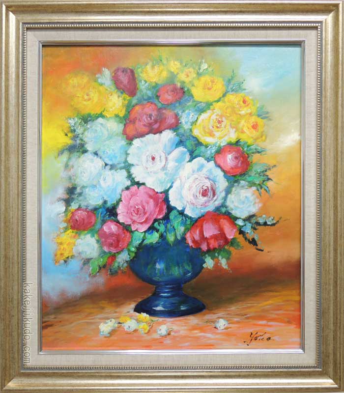 花瓶と楽器の油彩画 静物画 池田秀郎 花瓶と楽器の油彩画 静物画 池田