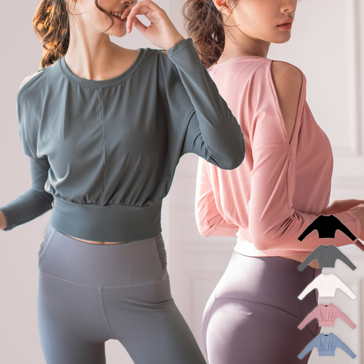HYS SHOP ヨガウェア トップス 長袖 レディース クロップド丈