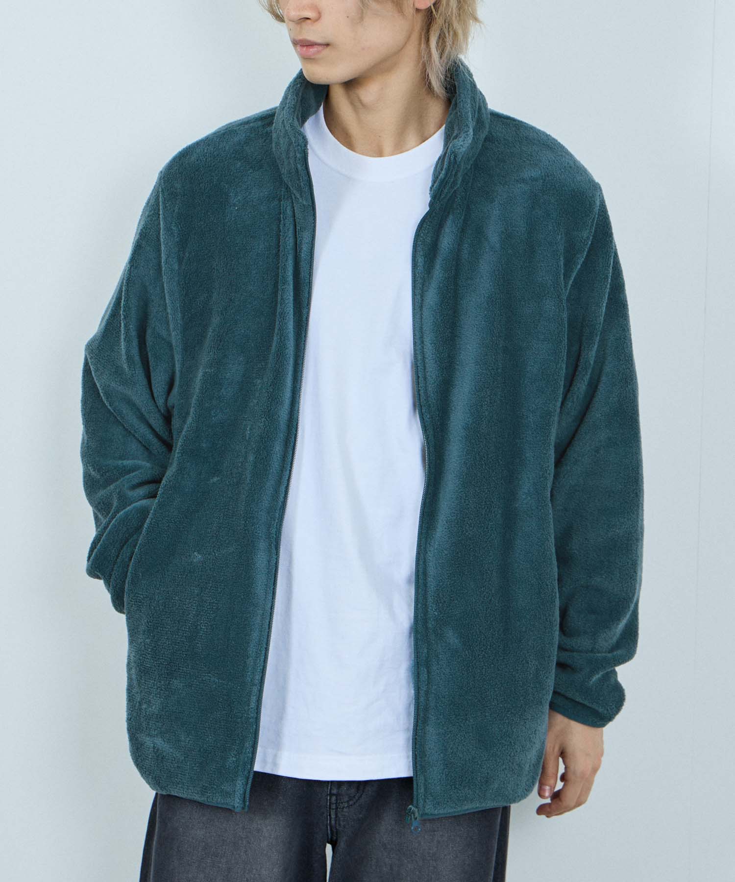 NAVY フリースジャケット メンズ ブルゾン アウター シルキータッチ