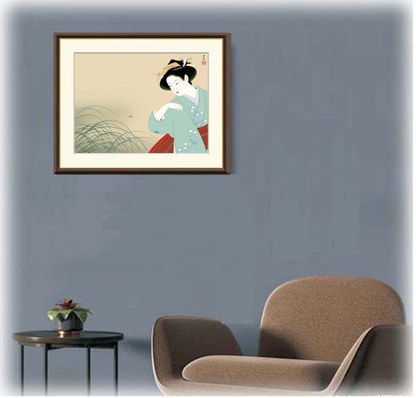 絵画 上村松園 （うえむらしょうえん）・ 新蛍（にいぼたる） 日本画