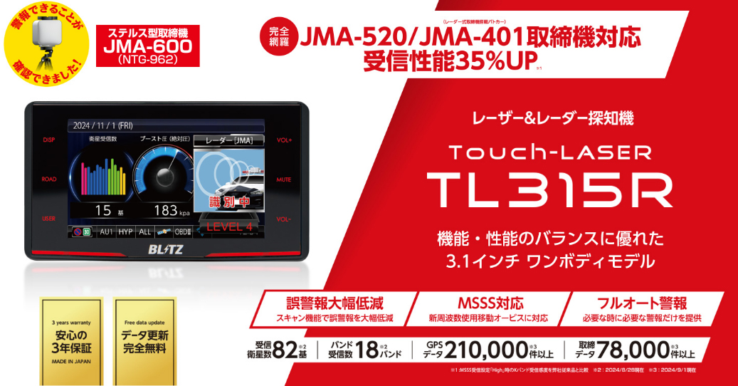 BLITZ（ブリッツ） 【JMA-600(NTG-962) 最新取締機に対応! 】ブリッツ