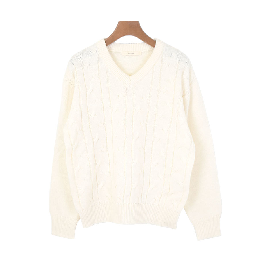 ニット レディース ケーブル編み 長袖 秋 冬 Vネック トップス