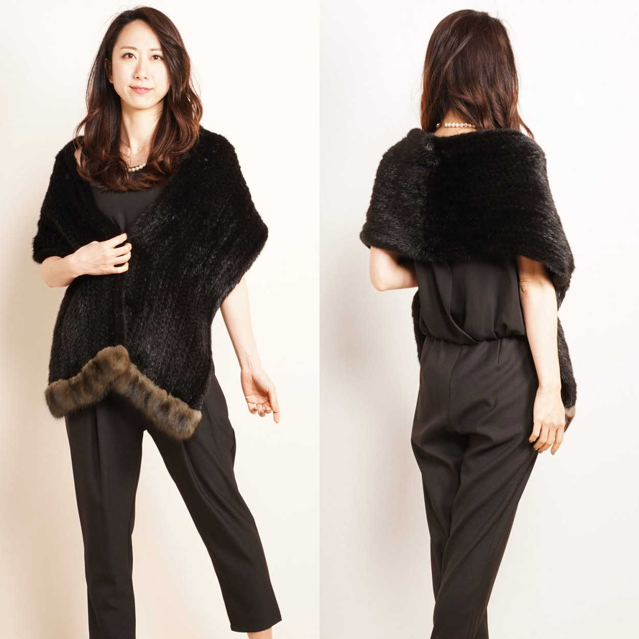 sankyo shokai（三京商会） ブラックミンク 編み込み ストール