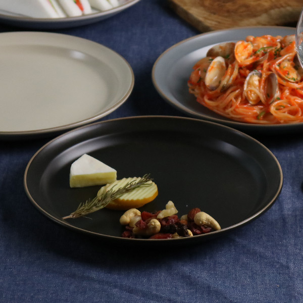 プレート 22cm L エッジライン 陶器 食器 （ 食洗機対応 電子レンジ