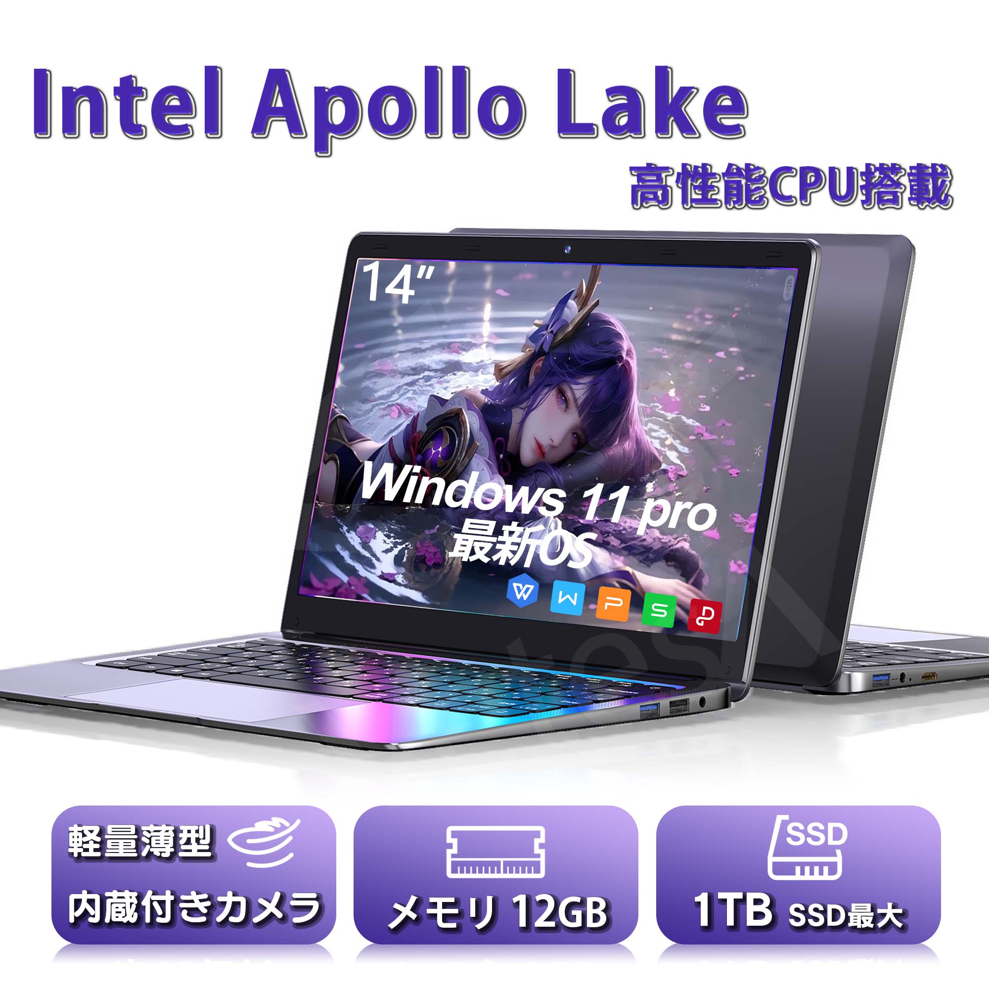 VETESA 新品ノートパソコン 第11世代 Celeron CPU 14.1型 初心者向け
