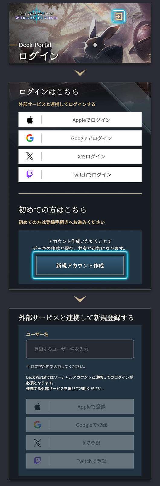 アカウントを作成する | はじめてのDeck Portal | Deck Portal