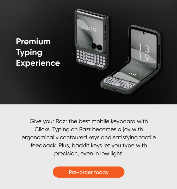 ClicksからMotorola Razr 60 Ultra用追加モデルのお知らせが来た