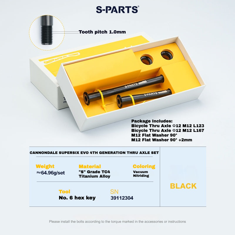 S-PARTS Titanium Thru Axle Kit for Cannondale SuperSix EVO (Front+Rear