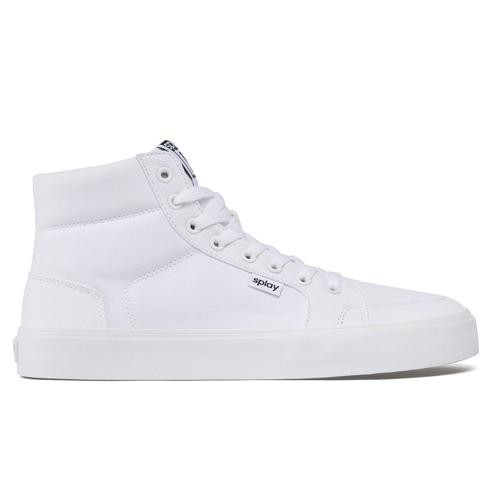 REV HT Canvas Salt Lake – Clean White High-Top Skate Shoes – Splay