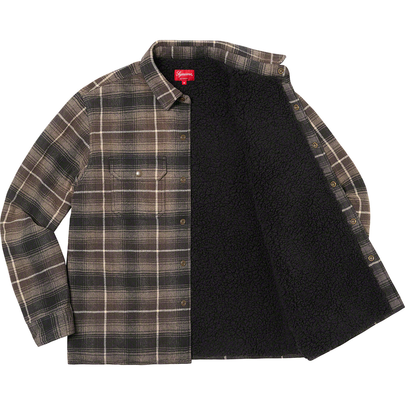 Faux Shearling Lined Flannel Shirt | Supreme 22fw