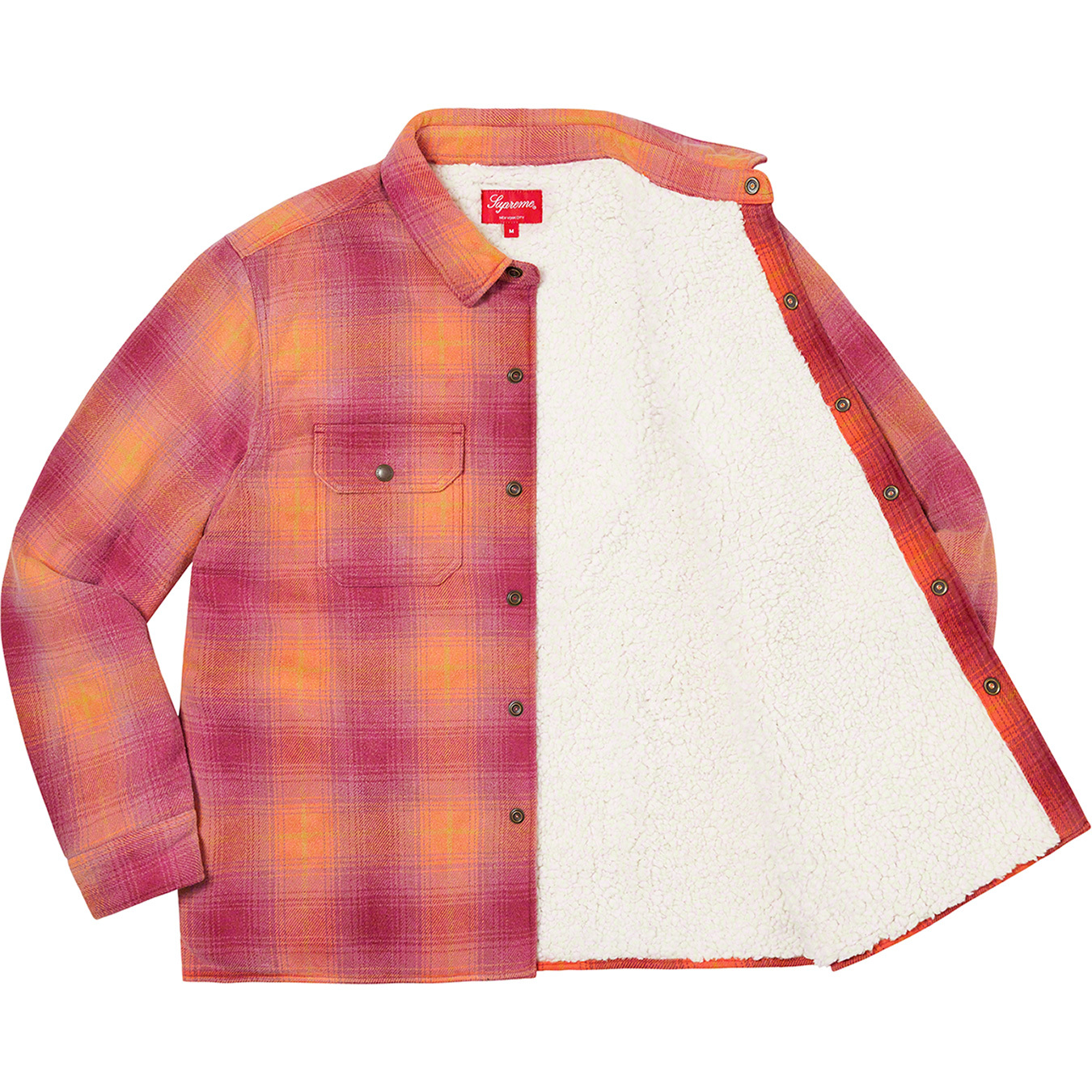Faux Shearling Lined Flannel Shirt | Supreme 22fw