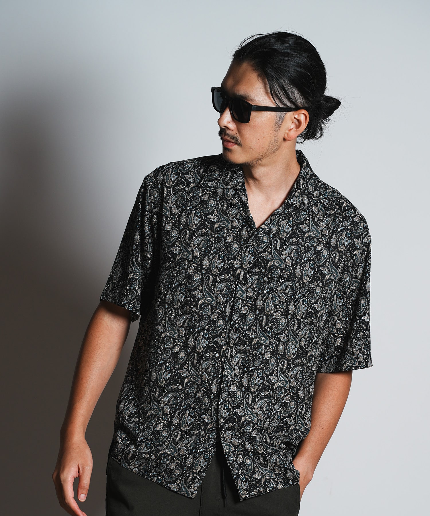 ペイズリープリントオープンカラーシャツ｜メンズファッション通販