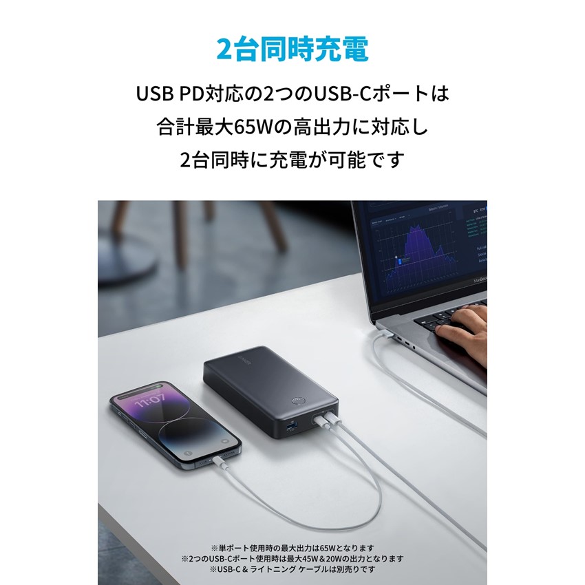 Anker モバイルバッテリー Anker 537 Power Bank (PowerCore 24000 65W