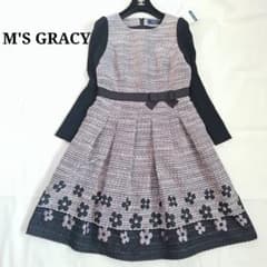 エムズグレイシー】タグ付き♡ツイードワンピース ニット切替 リボン