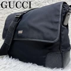 グッチ シマ メッセンジャーバック 大容量 ロゴプレート ショルダー