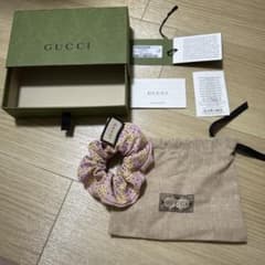 値下げ中！レシート有！グッチ GGキャンバス シュシュ ピンク - メルカリ