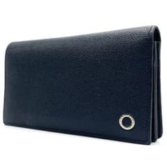 極美品○ ブルガリ 長財布 二つ折り ビーゼロワン ロゴ 金具 ネイビー