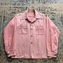 40s コットン ギャバジン シャツ ボックス ピンク サンフェード 検 50s