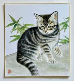 絹本水墨山水図 【 国 麗 筆 】落款印譜在 長閑な山村風景画 | Shop at