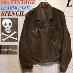 ユーロ ビンテージ ダブルライダース レザー ステンシル ペイント