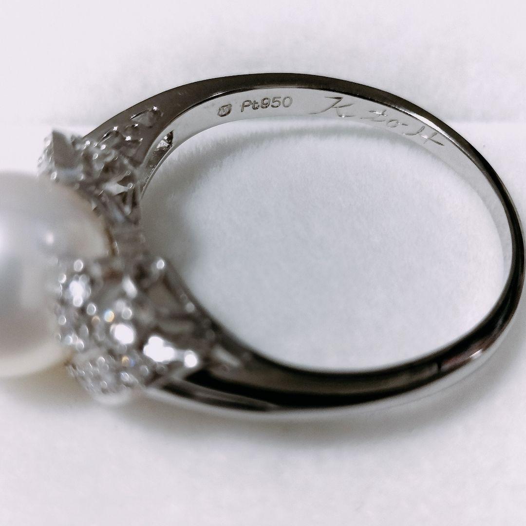 ミキモト ダイヤモンド×パール リング Pt950 9.2mm 6.0g