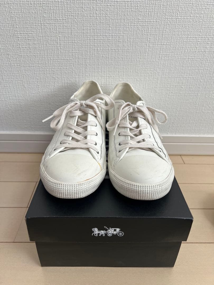 COACH ホワイトレザースニーカー COACH Ellis Optic White Leather & Suede Trainers