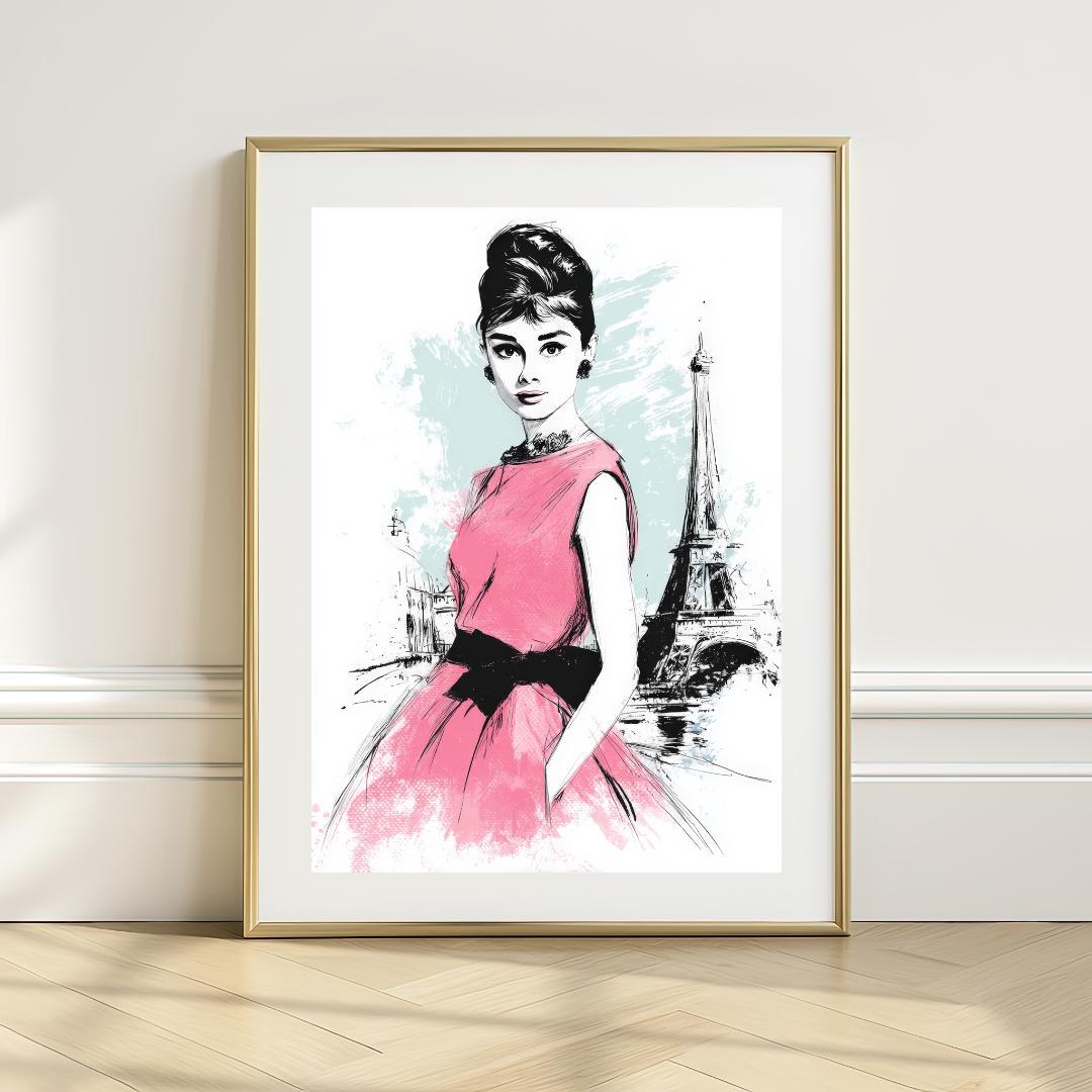 オードリー・ヘップバーン A4 ポスターアート 作品番号Hepburn_D111