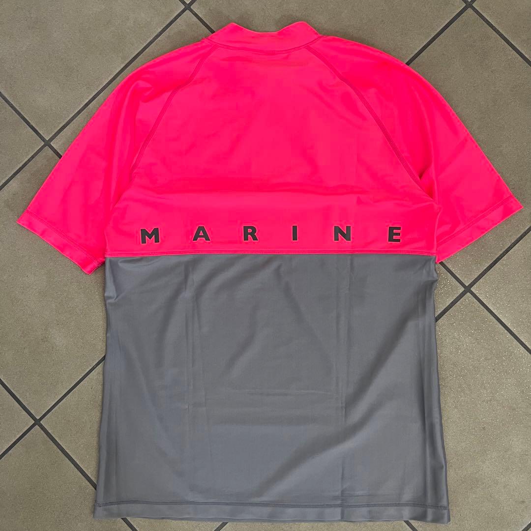 muta MARINE ムータマリン バイカラー ハイネック 半袖シャツ ロゴ