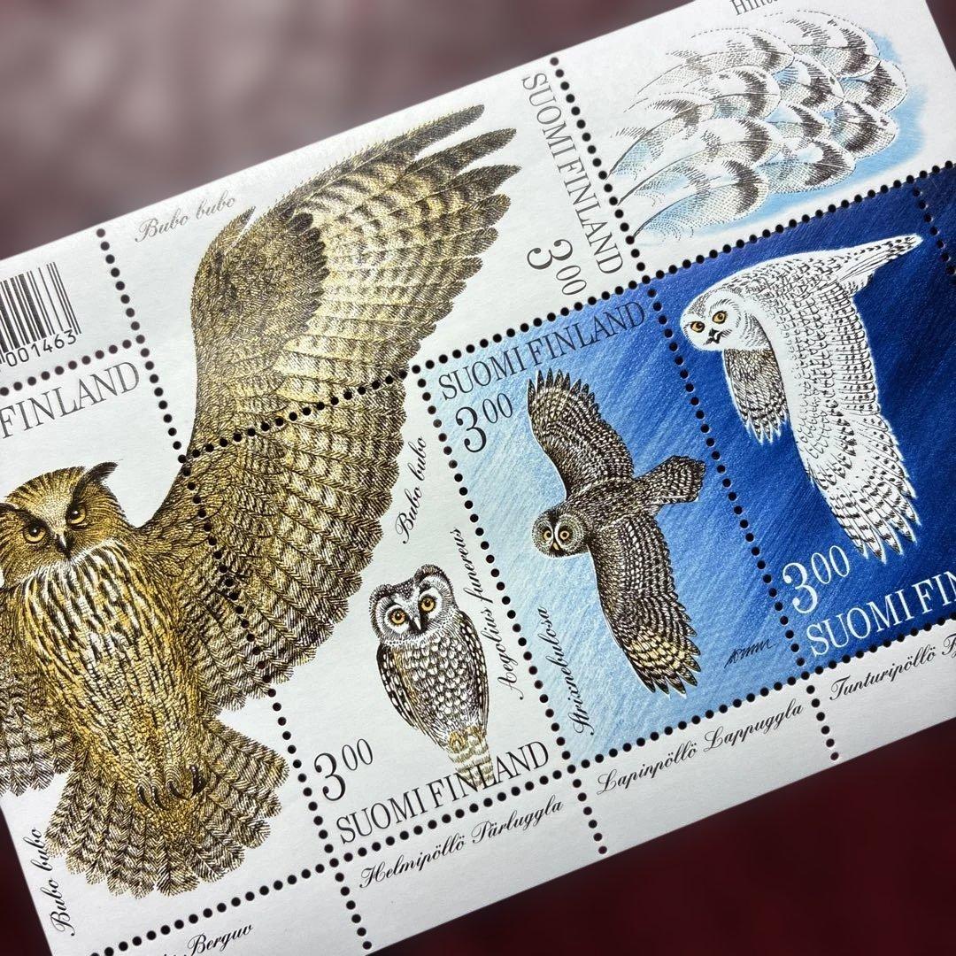 77005セール現品限 外国切手 フィンランド発行猛禽類小型シート - メルカリ