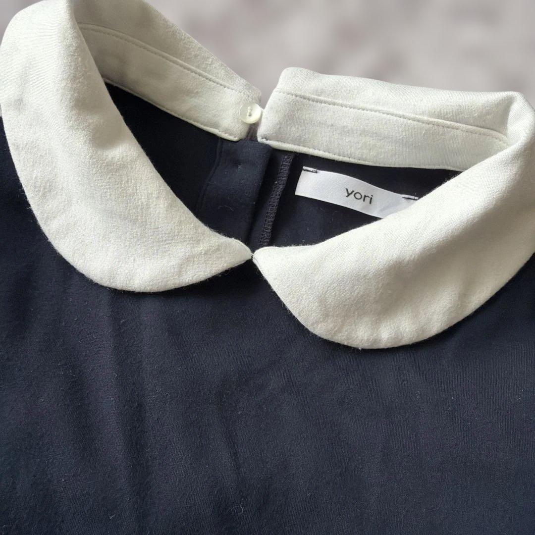 yori フリル付き長袖トップス ネイビー - メルカリ