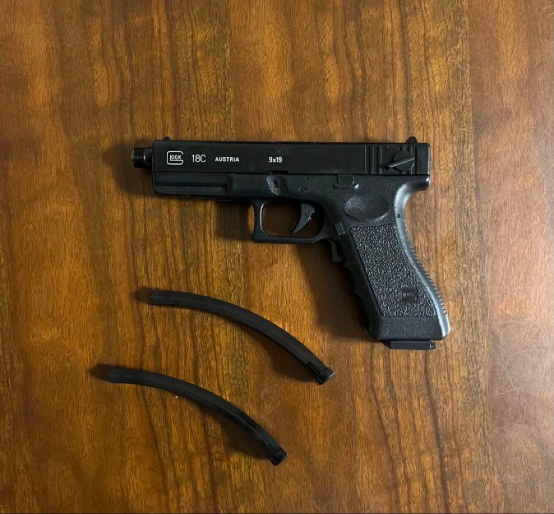 東京マルイ カスタム品 グロック18C 金属ピニオン 墨入れ マガジン2本