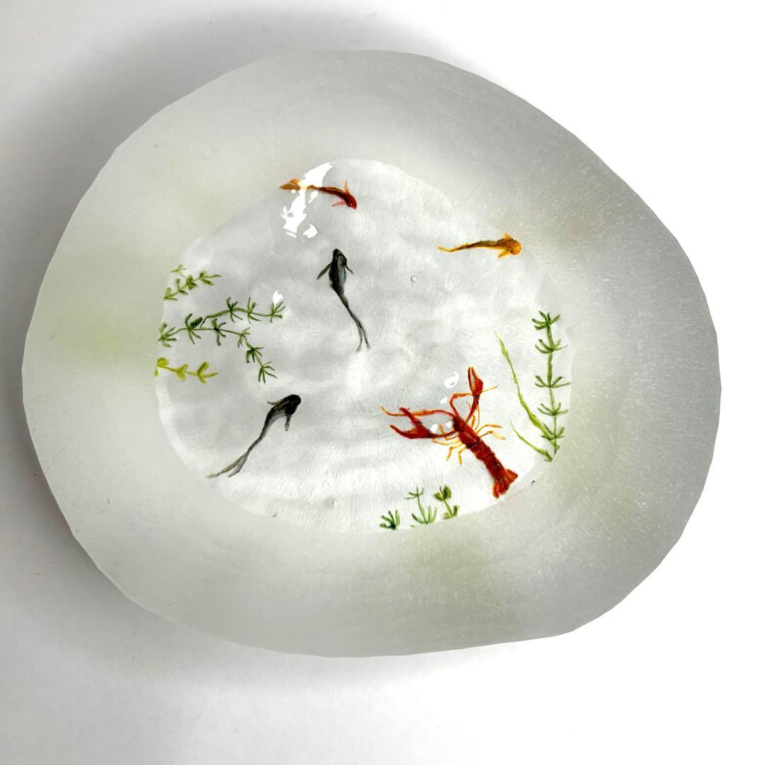 久保裕子さん作　ガラス　ザリガニ　魚　水草　ペーパーウェイト　文鎮　オブジェ Amazon.co.jp: 久保裕子 ガラス 石文鎮 ヒブナ コメット ペーパー