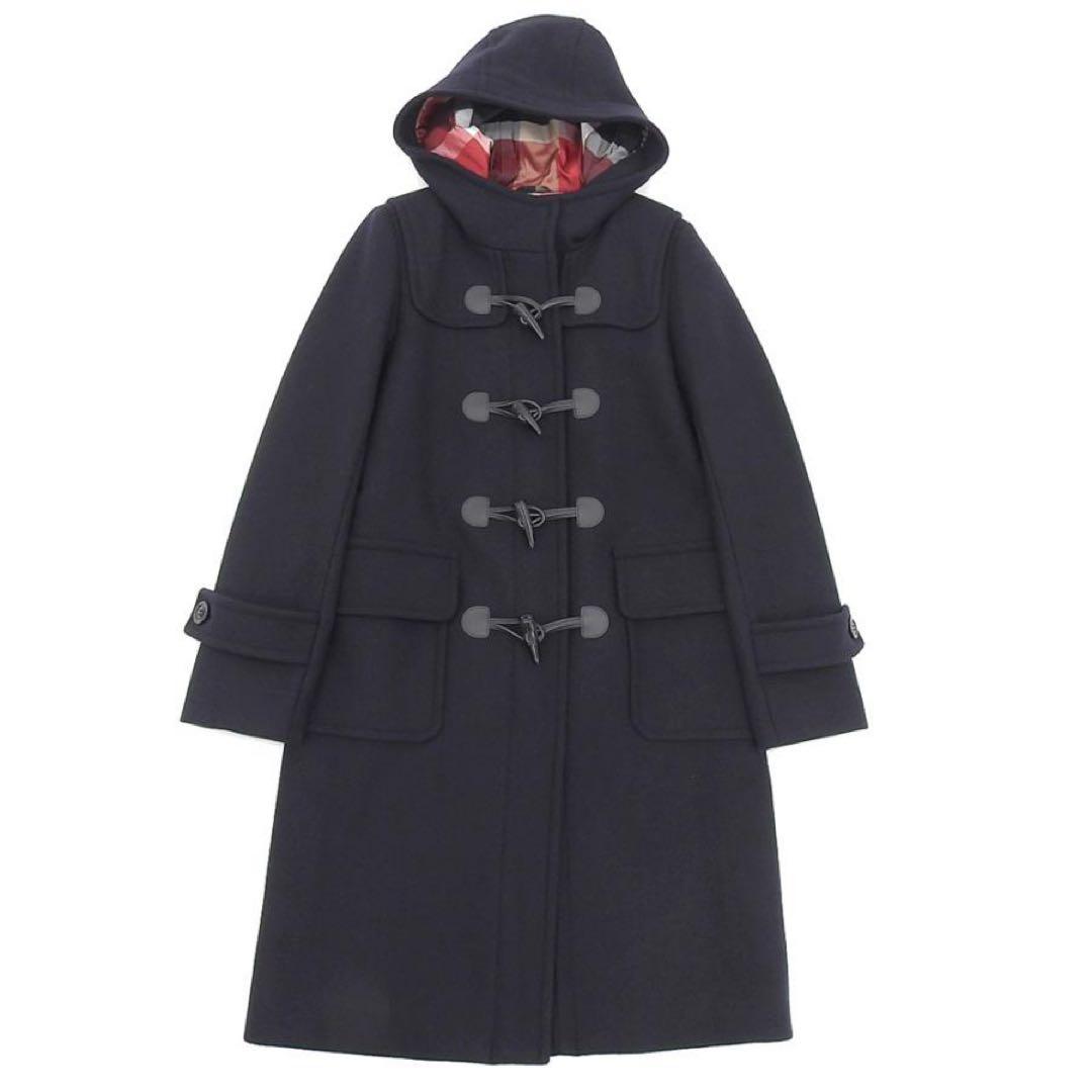 ブルーレーベルクレストブリッジ ダッフルコート ネイビー 裏地チェック 38 ブルーレーベルクレストブリッジ BLUE LABEL CRESTBRIDGE ツイル