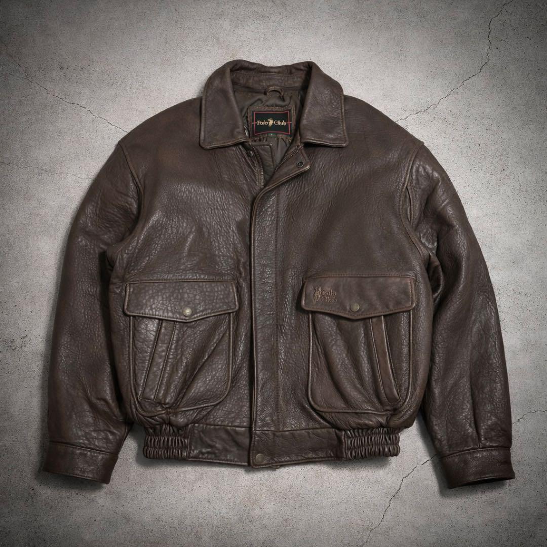 90s vintage leather jacket g1 a2 短丈 polo - メルカリ
