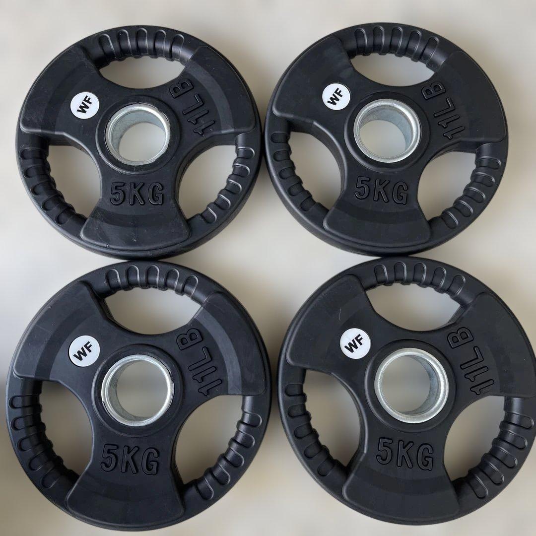 WF製バーベルプレート［5kg×4］ラバーオリンピックシャフトΦ50mm