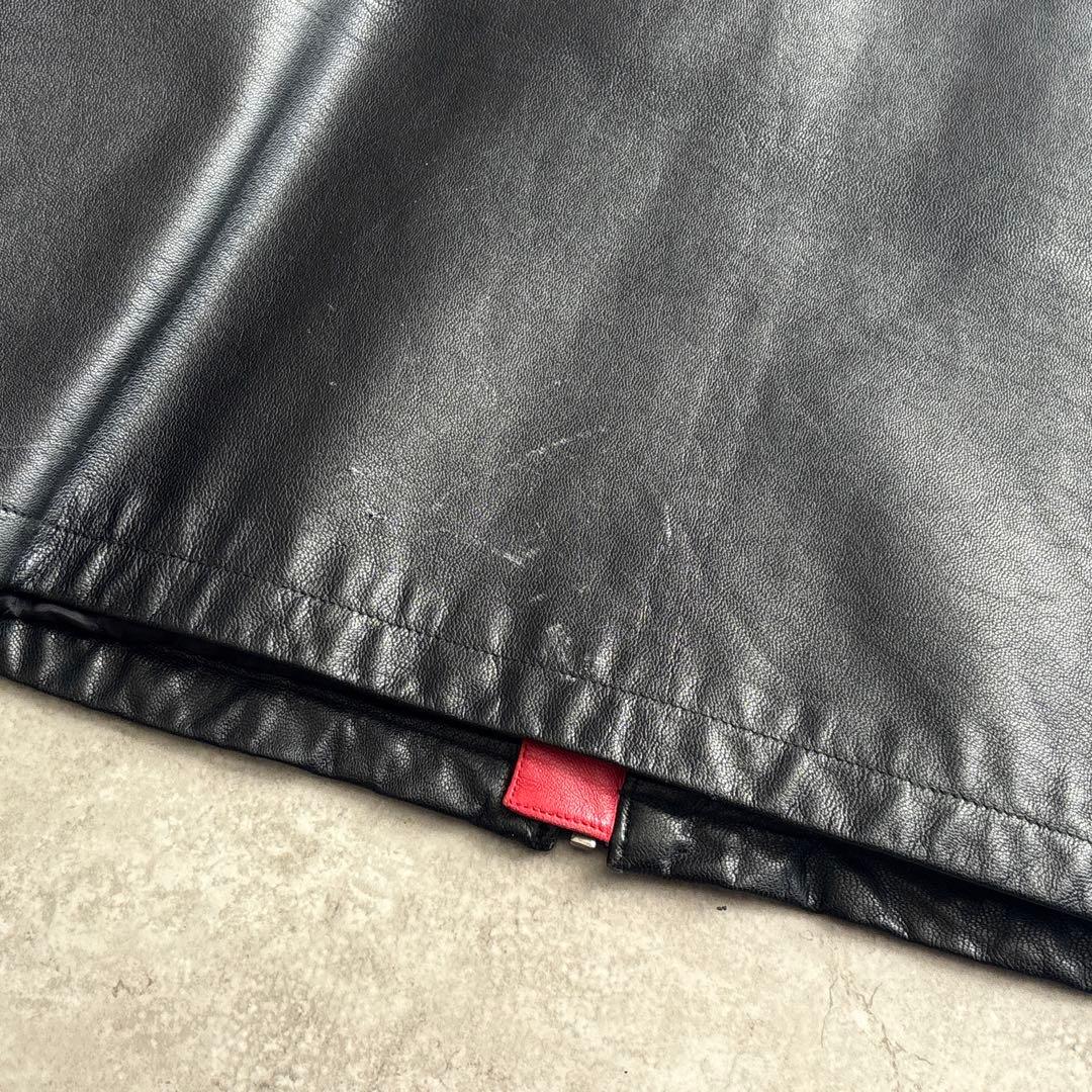 90's□adidas 【L】本革 羊革レザージャケット ライダース デサント製