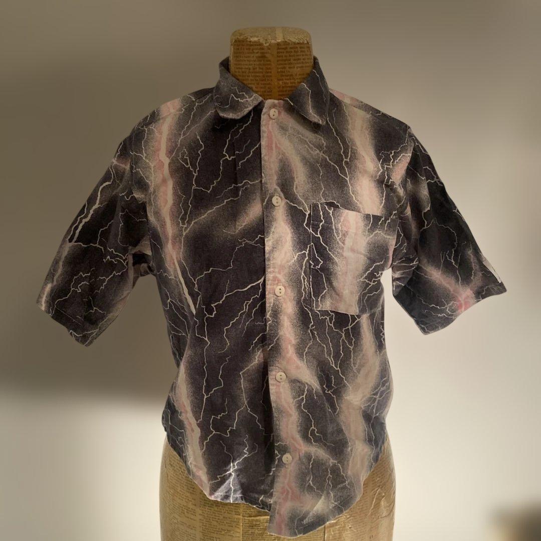 80s初期JIMMY'Z ジミーズサンダーボルトプリントシャツ稲妻柄半袖