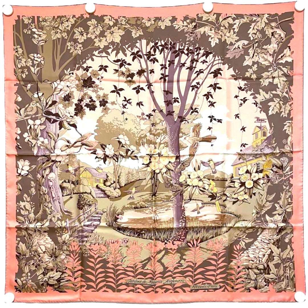 極希少 極美品 エルメス スカーフ カレ90 ニューイングランドの庭