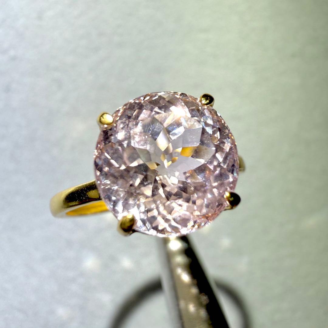 k18gp クンツァイト　ラウンド　ファセットカット　フリーサイズリング　大粒 楽天市場】クンツァイト 指輪の通販