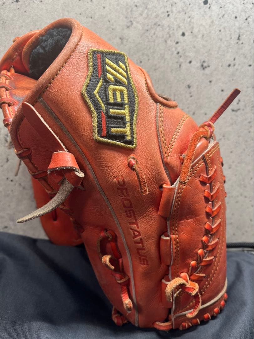 ZETT プロステイタス 軟式　右グローブ 手入れ良好オレンジ 受注生産】【返品不可】注文から約3～4ヶ月後発送予定 野球 オーダー