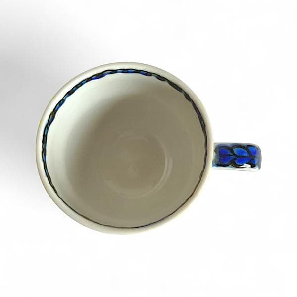 九谷焼 海部公子 絵付け カップ＆ソーサー 1客 共箱 黄布 経歴書 直筆