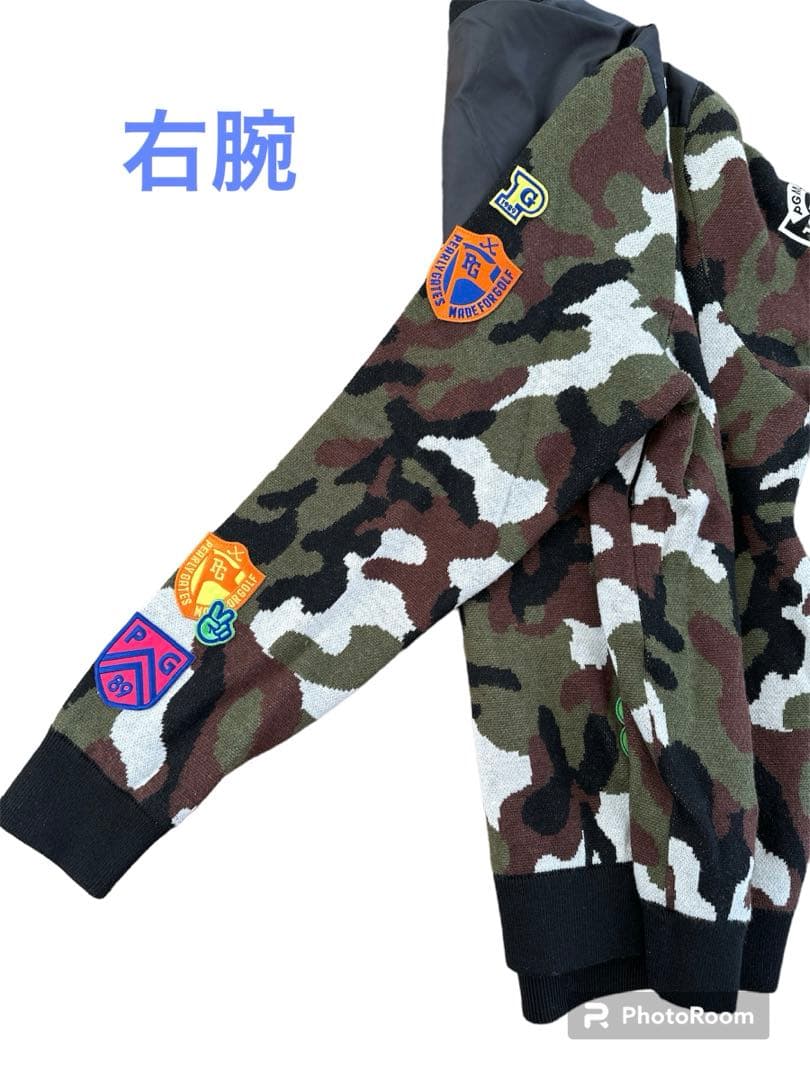 パーリーゲイツ カモフラ迷彩柄ワッペン防寒防風メンズ6LL