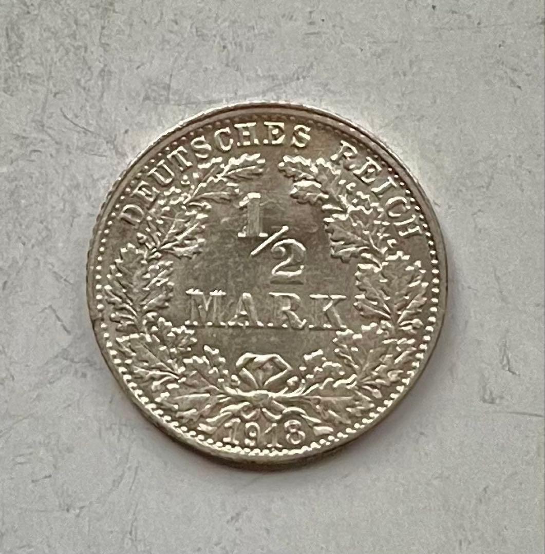 C598 1918年 1/2マルク銀貨-F ドイツ - メルカリ