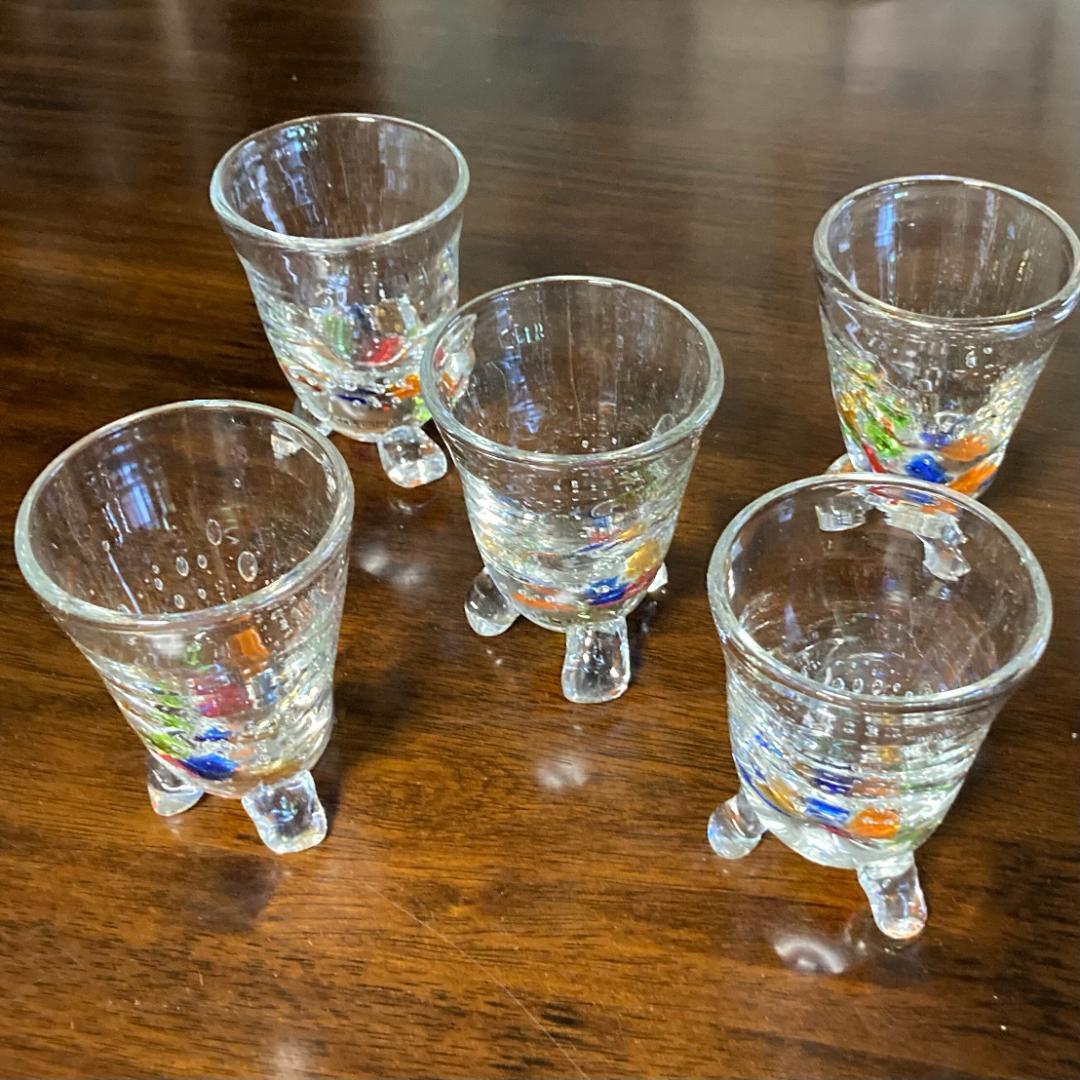新品未使用 夏 てづくり グラス5個セット 浪漫ガラス すり切り120ml